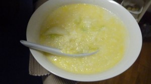 congee with egg and wombok